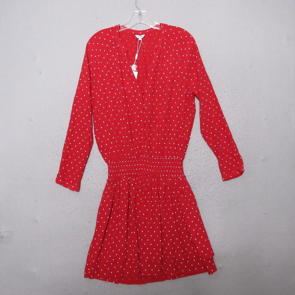 Rails Dress Red White Mini Polka Dot Smocked Jasmine Long Sleeve Romantic  NWT